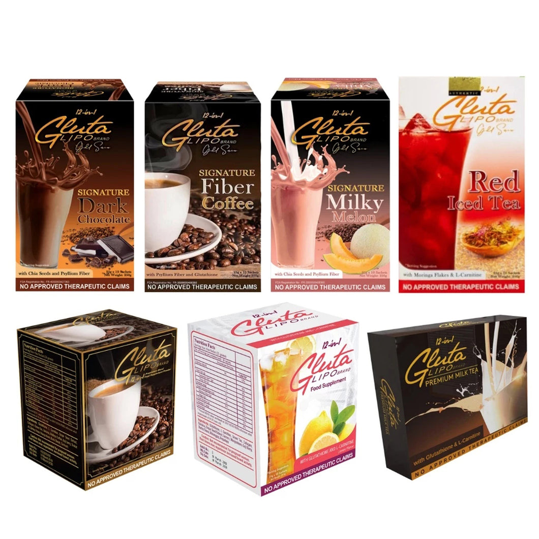 GLUTA LIPO Classic Coffee | Juice | Choco | Fiber | Red Iced Tea | Glutalipo | Luxe Slim